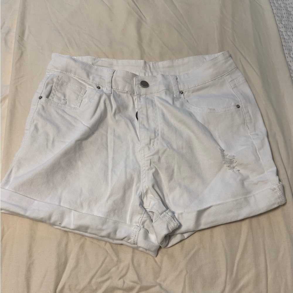 Women’s White Denim Shorts - Classic High-Rise